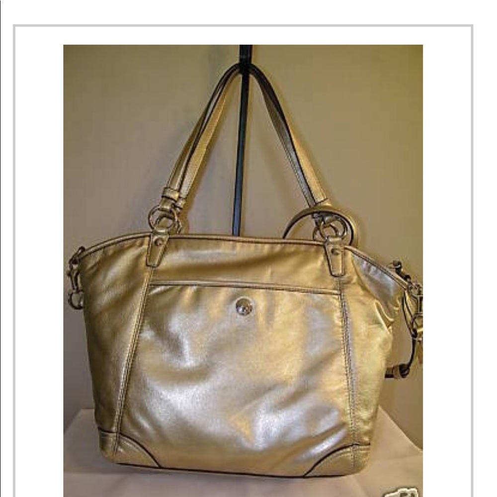 Coach Gold Metallic LEAH Tote - Picture 2 of 8